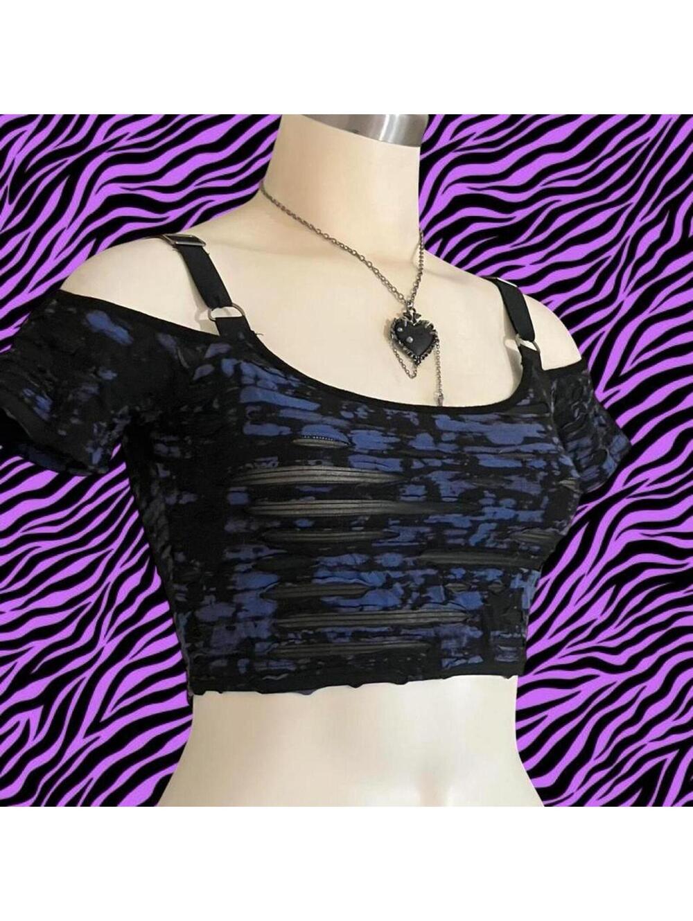 Punk Rave Women's Blue and Multi Crop-top